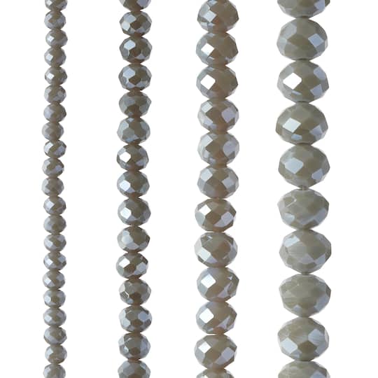 Gray Faceted Glass Rondelle Bead Strings by Bead Landing&#x2122;